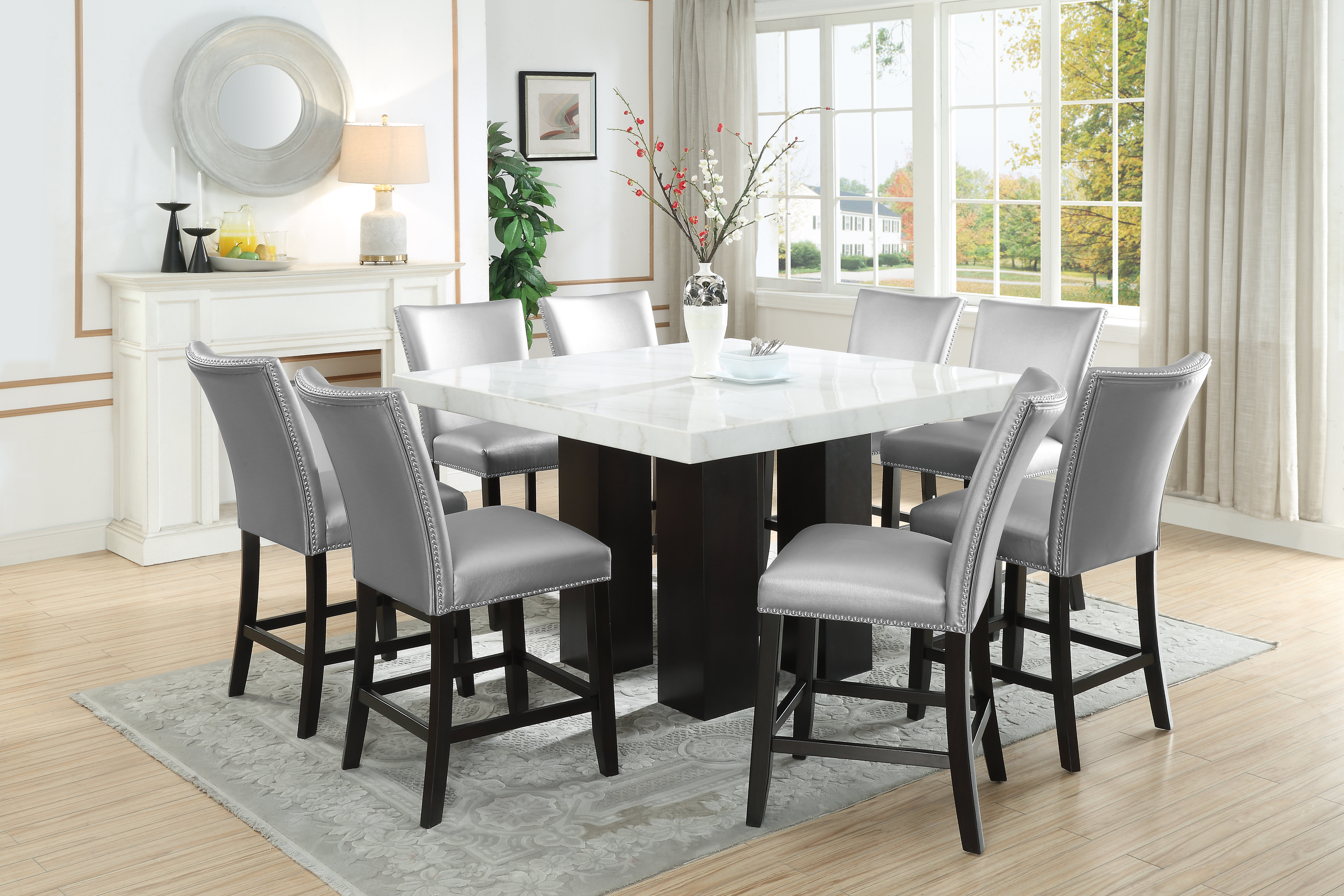 Wade Logan® Anxhela 9 - Piece Counter-Height Marble Dining Set